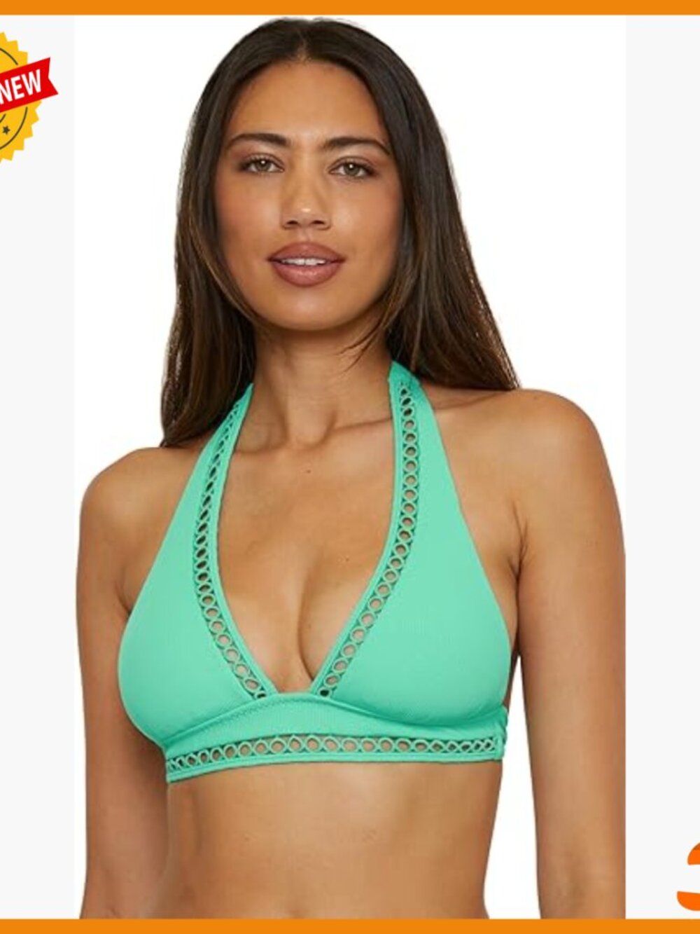 Adjustable Halter Bikini Top With Removable Cups, Nylon Spandex Swimwear
